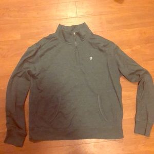 olive green prince and fox quarter zip sweatshirt